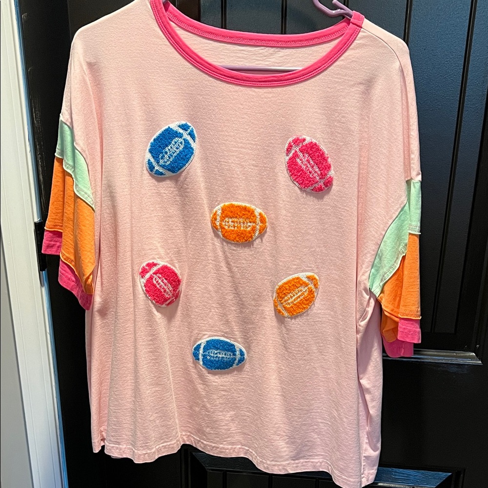 Colorful Football Graphic Women's Tee